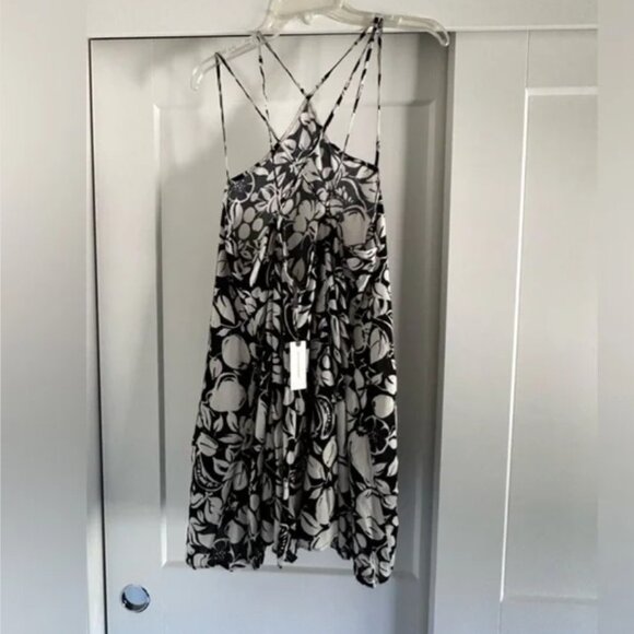 Anthropologie NWT Black Off White Sheer Mini Dress - Picture 5 of 12